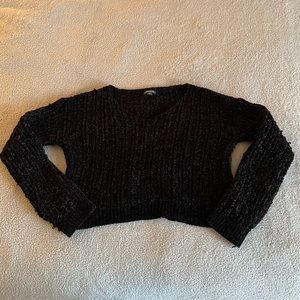 Wild Fable Black Cropped Chenille Sweater